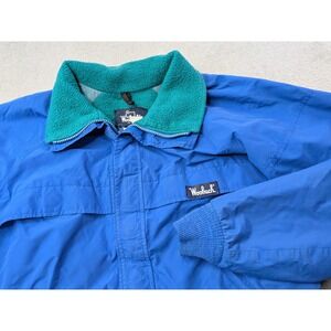 Vintage Woolrich Mens Size Medium Blue Goretex Fleece Lined Nylon Bomber Jacket